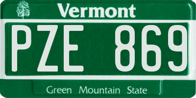 VT license plate PZE869