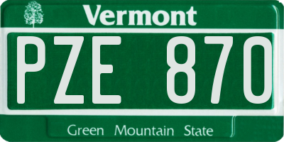 VT license plate PZE870