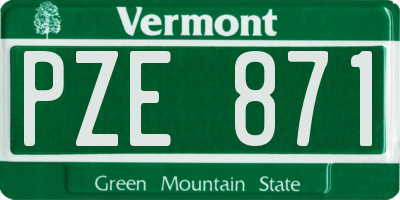 VT license plate PZE871