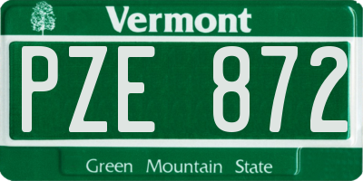 VT license plate PZE872