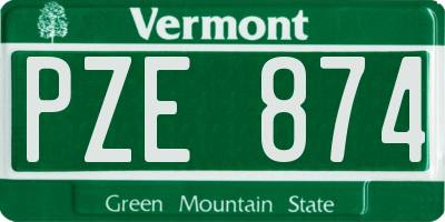 VT license plate PZE874