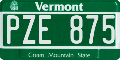 VT license plate PZE875