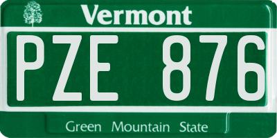 VT license plate PZE876
