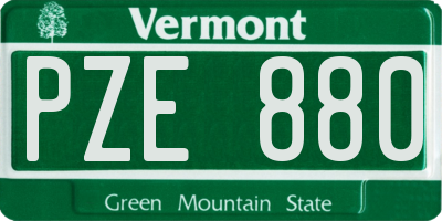 VT license plate PZE880