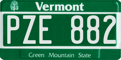 VT license plate PZE882