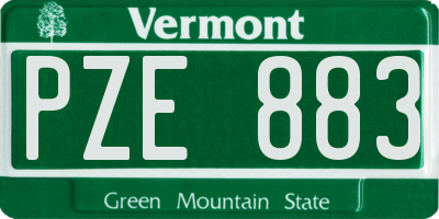 VT license plate PZE883