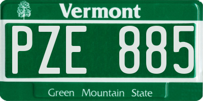 VT license plate PZE885