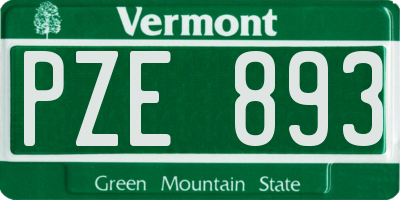 VT license plate PZE893