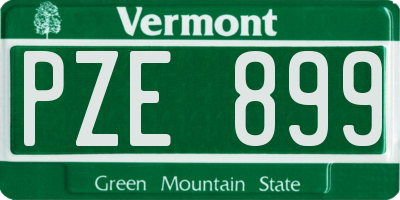 VT license plate PZE899