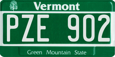 VT license plate PZE902
