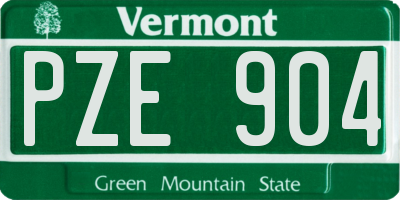 VT license plate PZE904