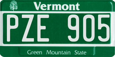 VT license plate PZE905