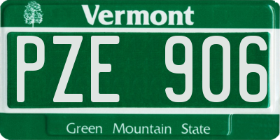 VT license plate PZE906