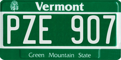 VT license plate PZE907