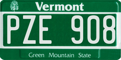 VT license plate PZE908