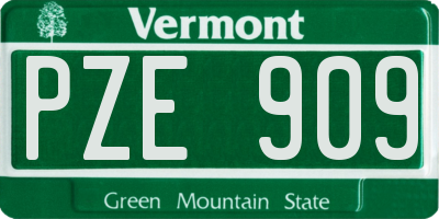VT license plate PZE909