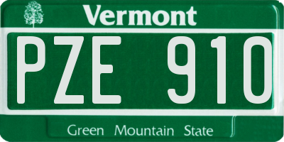 VT license plate PZE910