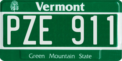 VT license plate PZE911