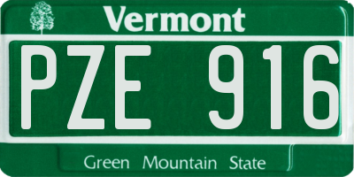 VT license plate PZE916
