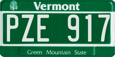 VT license plate PZE917