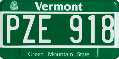 VT license plate PZE918