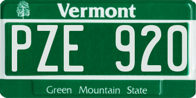 VT license plate PZE920