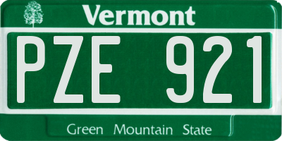 VT license plate PZE921