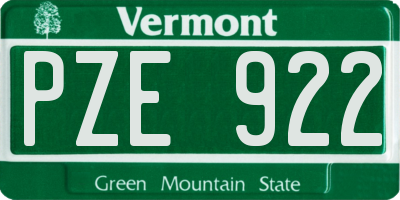 VT license plate PZE922