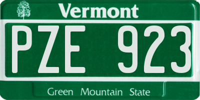 VT license plate PZE923