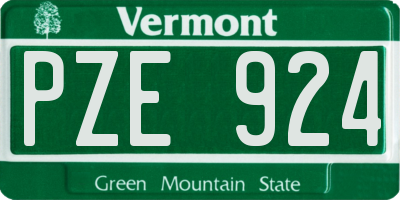 VT license plate PZE924