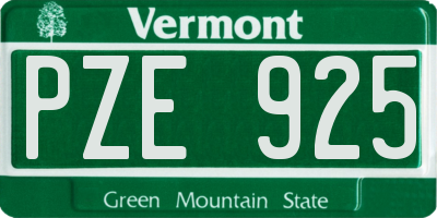 VT license plate PZE925