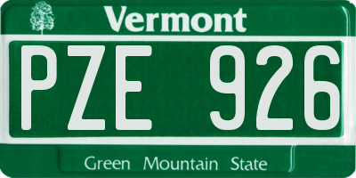 VT license plate PZE926