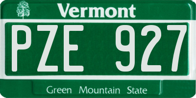 VT license plate PZE927