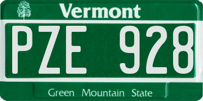 VT license plate PZE928