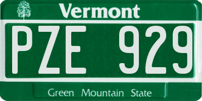 VT license plate PZE929