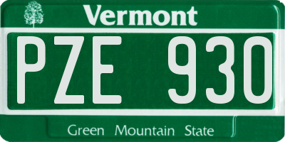 VT license plate PZE930