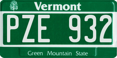 VT license plate PZE932