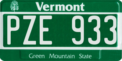 VT license plate PZE933