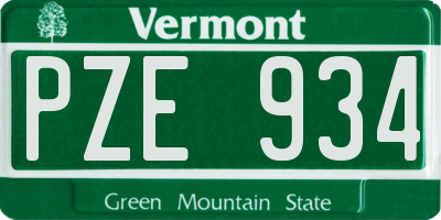 VT license plate PZE934