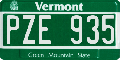 VT license plate PZE935