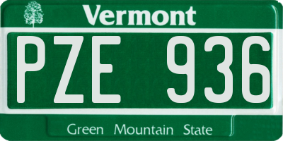 VT license plate PZE936