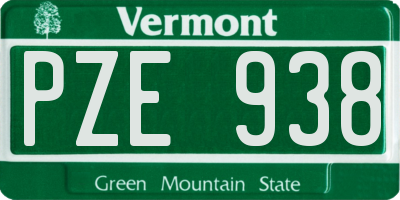 VT license plate PZE938