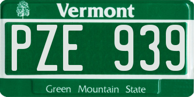 VT license plate PZE939