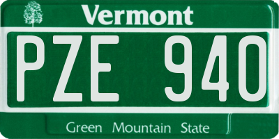 VT license plate PZE940
