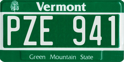 VT license plate PZE941