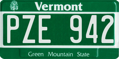 VT license plate PZE942