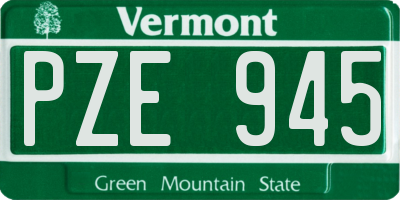 VT license plate PZE945