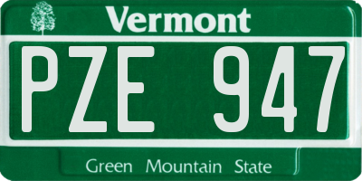 VT license plate PZE947