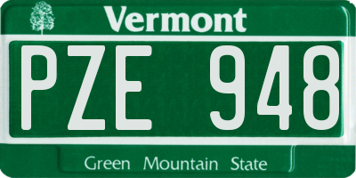VT license plate PZE948