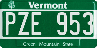 VT license plate PZE953